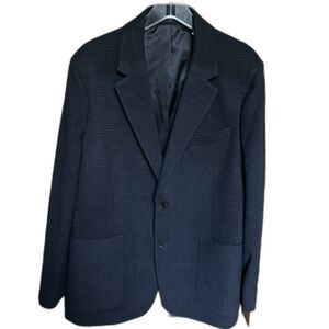 Banana Republic Blazer Mens 46 Navy Blue Glen Plaid Wool Blend Tapered Fit NEW